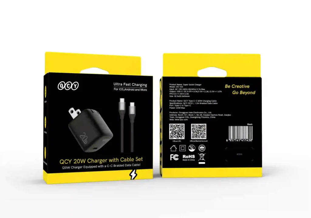 QCY CK02 20W Charger with Type-C Cable